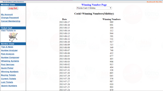 Florida Cash 3 Midday winning numbers